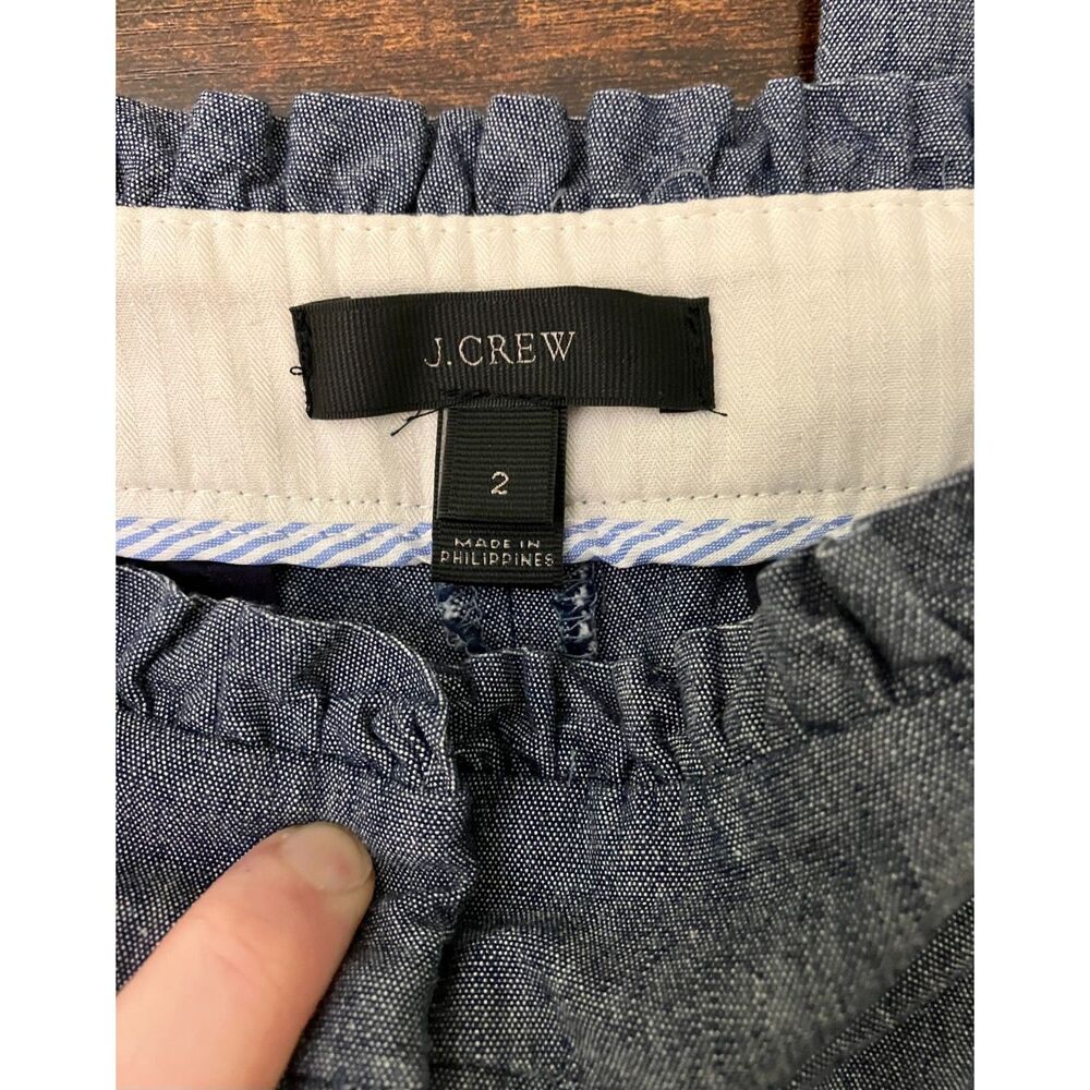 J. Crew ruffle detail chambray ankle pants - Picture 3 of 11